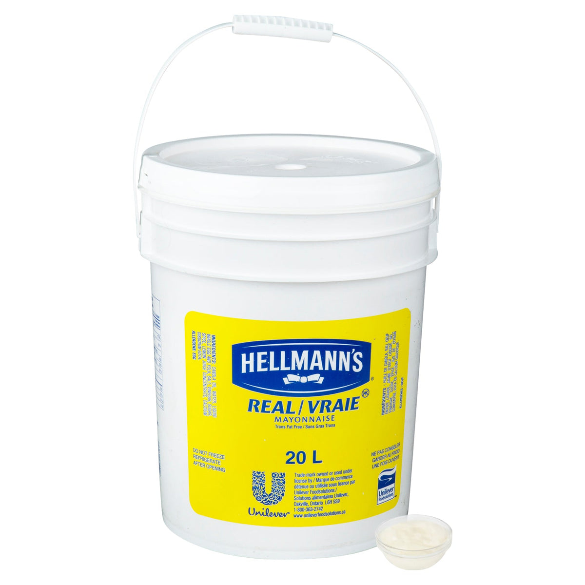 Mayonnaise Real Gluten-Free - 1 x 20 L - Hellmans - Restaurant and Foodservice Ingredients - Canadian Distribution - Ships Free Within Canada on Orders Above CAD $199