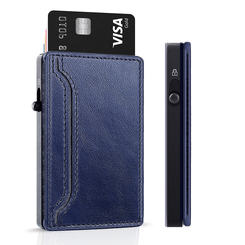 TOYFID Wallet With PU Leather Cover,Aluminum Alloy Pop Up Wallet Holder Card