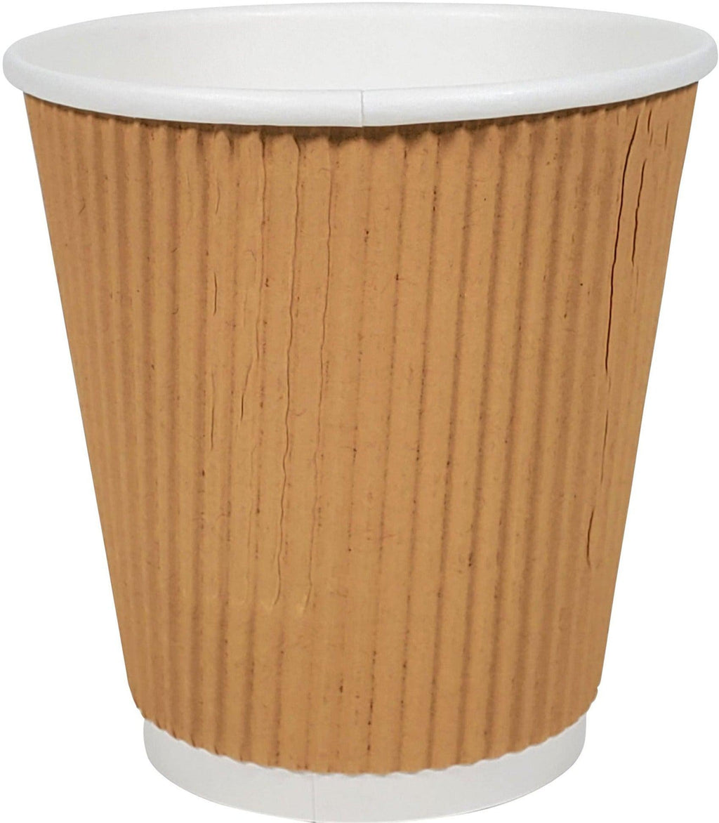 Morning Dew - 10 oz Squat Hot Paper Cup - Ripple - Kraft - 20 x 25 count