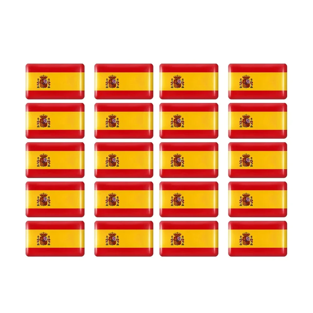 Epoxy Spain Flag Sticker Car Interior Decoration Decal | 10 / 20 / 50 Pack for SEAT / Cup Holder