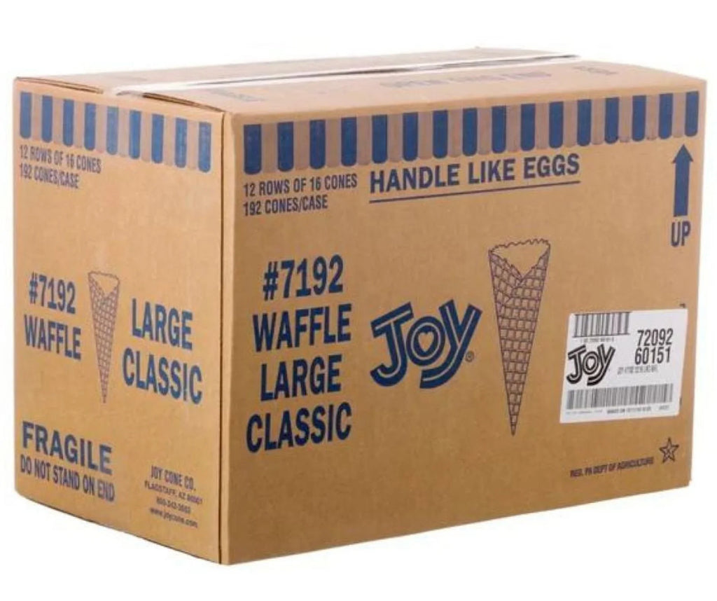 Waffle Classic Large #7192 | Joy Cone Co. | 12/16 Pack | 192 Count Per Case | Sold By The Pallet 36 Cases = 6912 Cones | Cones Distributor Canada