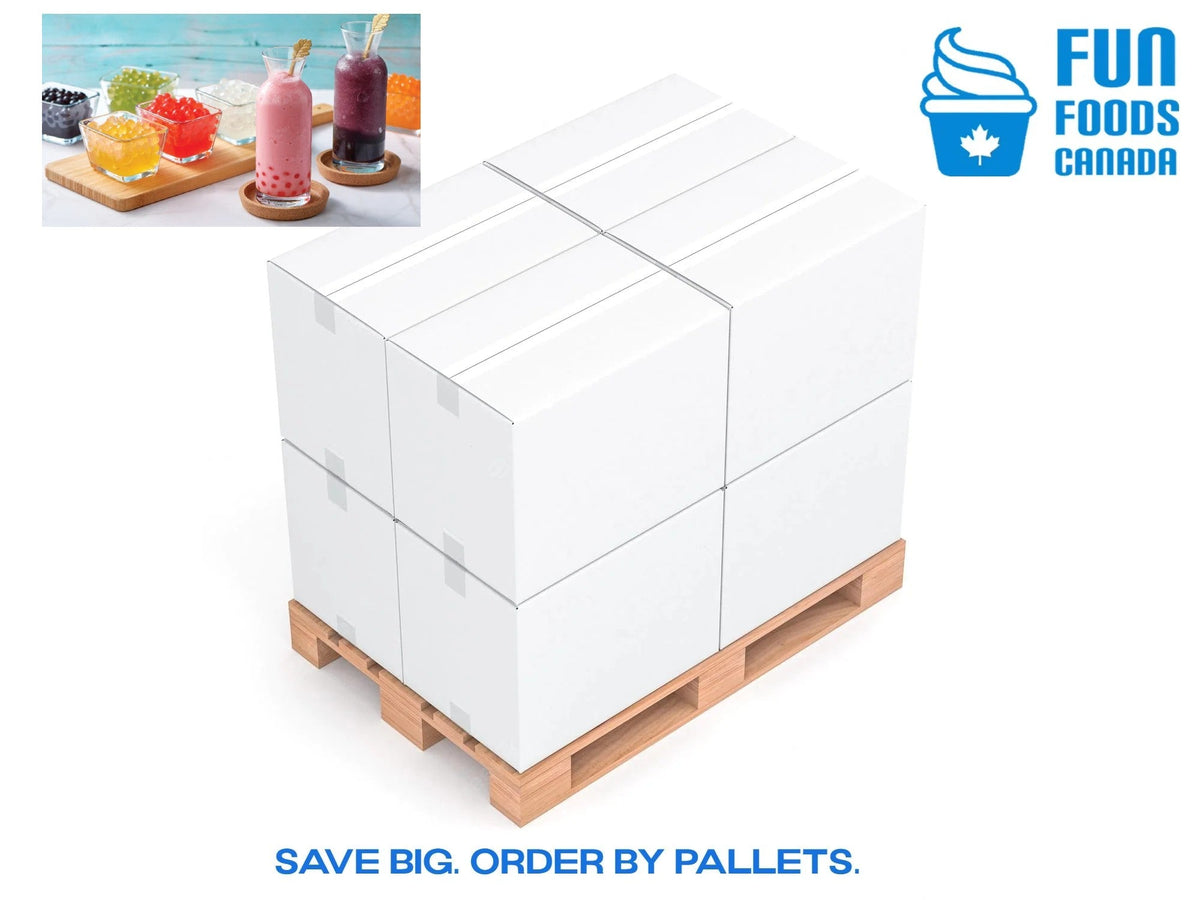 Strawberry Bursting Boba® | Popping Boba | 490g Mini Tub | 6 Mini Tubs Per Case | 90 Cases Per Pallet | Ships Free Within Canada on Orders Above CAD $199